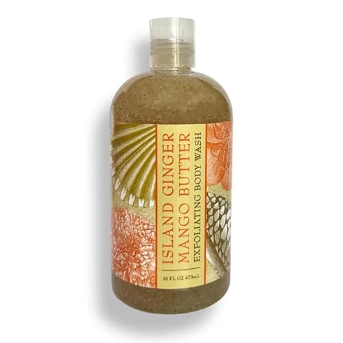 Greenwich Bay Trading Co. Exfoliating Scented Body Wash - Luxury Spa Quality, Shea & Cocoa Butter Enriched - 16 Ounce (Island Ginger Mango)