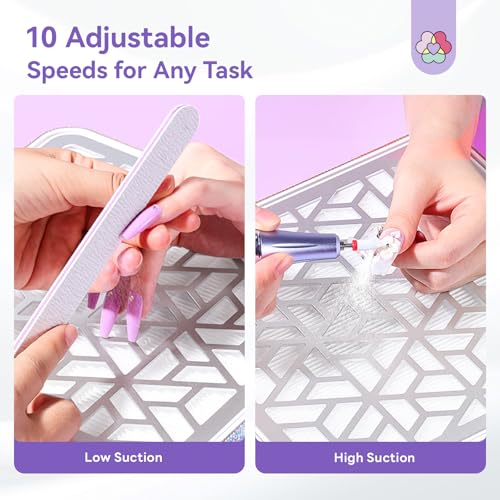 SAVILAND 800Pa Nail Dust Collector: Rhinestones Shining Powerful Suction Dust Collector Nail Tech Adjustable Speeds Less Than 25db Nail Duster Vacuum For Acrylic Nails Tool Polish Salon Set