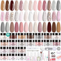 Beetles Dip Powder Nail Kit, 20 Colors Brown Nude Pink Purple Gray Clear Glitter Nail Dipping Powder with Electric Nail Drill and Dip Powder Liquid Set for Nail Art Manicure Peach Brownie Collection
