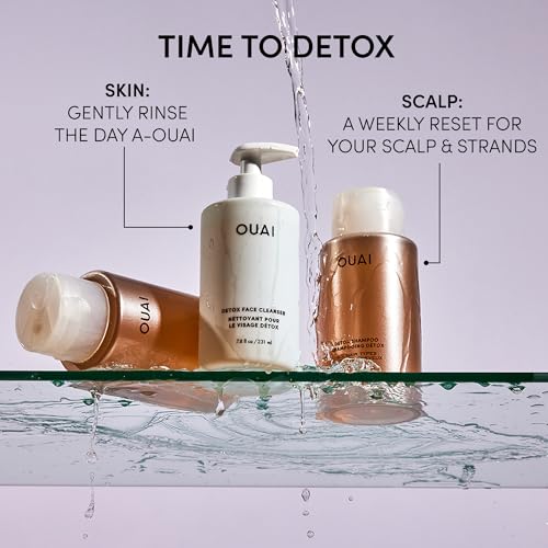 OUAI Detox Facial Cleanser - Deep Cleansing Face Wash with Glycolic Acid, Niacinamide & PHA - Removes Sweat, Dirt & Oil Without Drying - Gentle Face Cleanser for Post-Workout (7.8 Fl Oz) (Pack of 2)