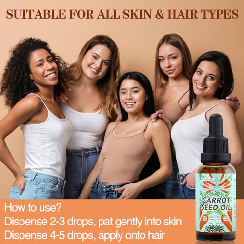 3Pack Carrot Seed Oil, Pure Unrefined Cold Pressed Daucus Carota Moisturizer for Hair Skin and Nails, Carrot Seed Moisturizer with Caratone for Face and Lip Care, Body Massage oil