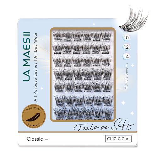 Lash Clusters, 48Pcs Wispy & Natural Eyelash Clusters, C Curl Eyelash Extensions with Super Soft Cluster Lashes Reusable 10-14mm Individual Lashes(CL17-C)