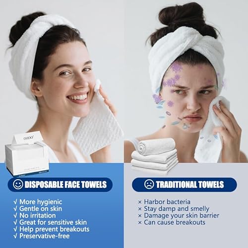 Disposable Face Towels 10"¡¿12" Makeup Remover and Clean Soft and Thick Dry Wipes Facial Tissue XL Towelettes 100 Count