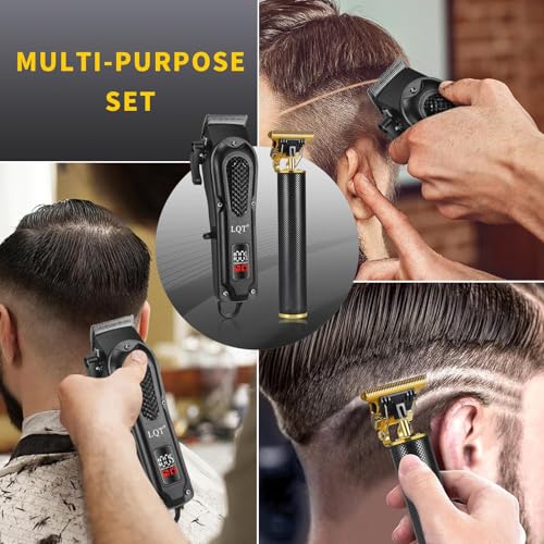 LQT¢ç Men's Professional Hair Clippers Kit£¬Cordless & Corded Barber Clippers Set£¬Grooming Rechargeable Beard Trimmer with Adjustable Blade Black