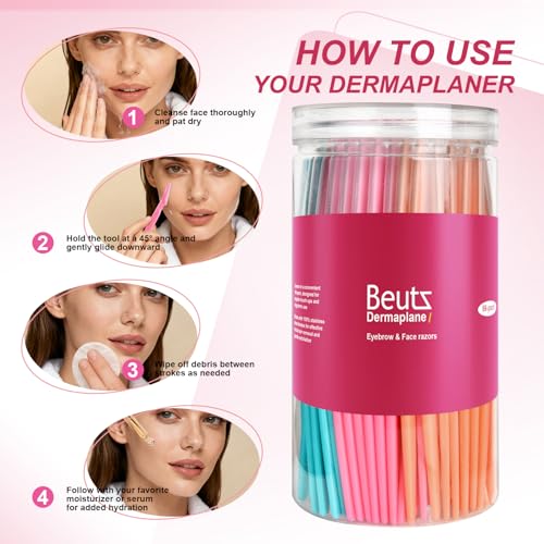 Face Razor for Women, 69Pcs Dermaplane Razor for Facial Hair Removal, Precision Eyebrow Razor with Safety Cap, Gentle Face Shaver for Dermaplaning & Exfoliation