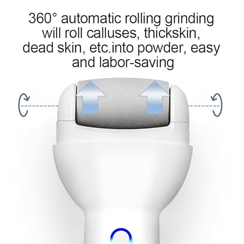 Electric Foot Callus Remover, Rechargeable Pedicure Tool with 3 Quartz Rollers, 3-Speed LED Light, IPX6 Waterproof, Type-C Fast Charge, 4 h Runtime, Cracked Heels & Dead Skin Remover for Women Men