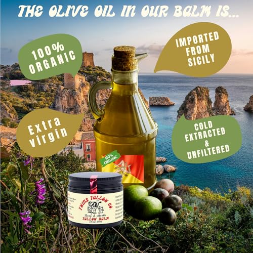 Beef & Cheeks Unscented Tallow Balm 2oz, Cosmetic Grade Grass-Fed & Finished Beef Tallow paired with Organic Sicilian Unfiltered Extra Virgin Olive Oil