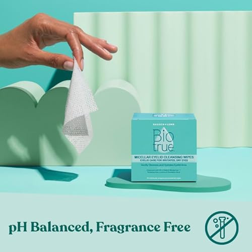 Biotrue Micellar Eyelid Cleansing Wipes, Fragrance-Free Eyelid Care for Dry, Irritated Eyes, Gently Cleanses, Hydrates & Soothes Eyelids, Moisturizing Eye Wipes for Daily Use, 30 Wipes (Pack of 1)