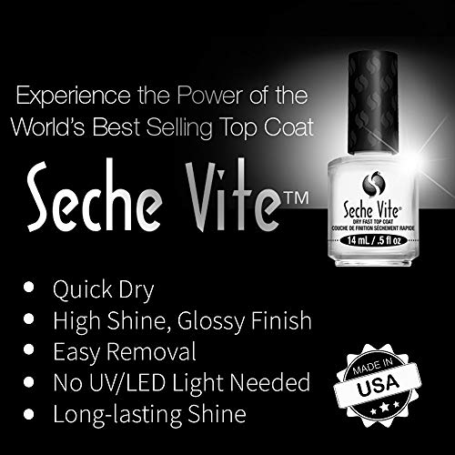 Seche Vite Dry Fast Top Coat for Nail Polish and Manicure, 0.5 Oz, 2-Pack
