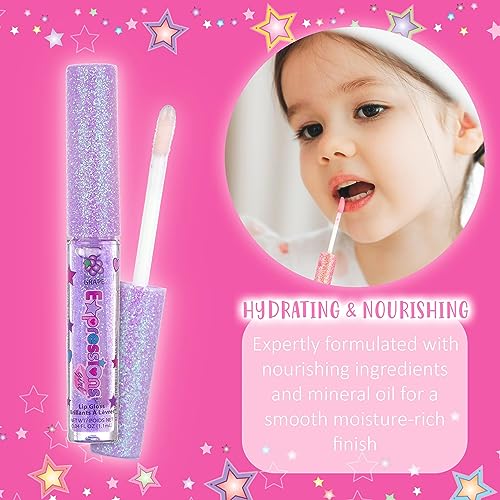 Expressions girl 14pc Fruity Flavored Lip Gloss Set - Lip Gloss in Assorted Fruity Flavors, Non Toxic Makeup for Kids & Teens