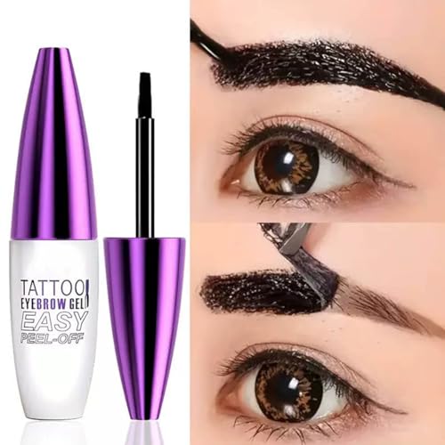 Light Brown Eyebrow Gel 2 Pack Tattoo Eyebrow Gel Easy Peel Off Long Lasting Smudgeproof Waterproof Eyebrow Gel Tint (02# Light Brown)