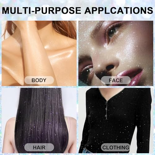 Hair and Body Glitter Spray, 1PC Glint-Rainbow Glitter Hairspray Dry Powder Makeup for Clothes, Festival Rave Prom Loose Sparkle Powder,Holographic Ultra Fine Resin Glitters for Crafts (Glint-Rainbow)