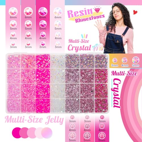2 Big Boxes Pink Resin Pearls and Rhinestones w B7000 Glue for Bedazzling Crafting Flatback Stones Gems Diamonds Half Pearls Bedazzler Kit for Nails Eyes Face Makeup Tumblers Bottles Crafts