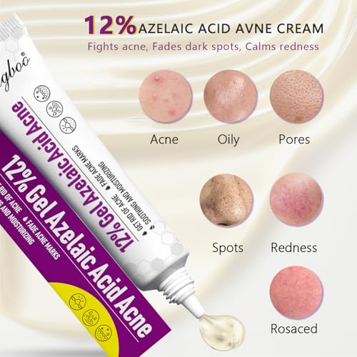 Azelaic Acid, 12% Azelaic Acid For Face Serum Rich in Niacinamide and Hyaluronic Acid, Fades Post Acne Marks and Calms Redness, Formula for Uneven and Blemish Prone Skin Care 2 OZ, 2 Packs
