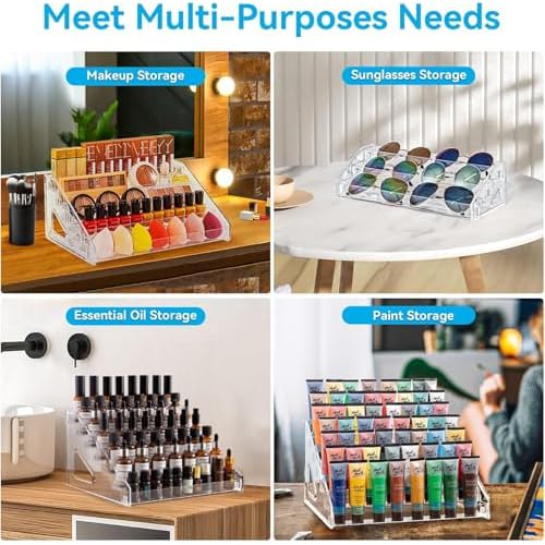 Pero Pero Nail Polish Organizer Acrylic Display Rack for Nail Polish Holder Sunglasses Organizer Essential Oils Holder Clear Eyeglasses Display Case Makeup Organizer