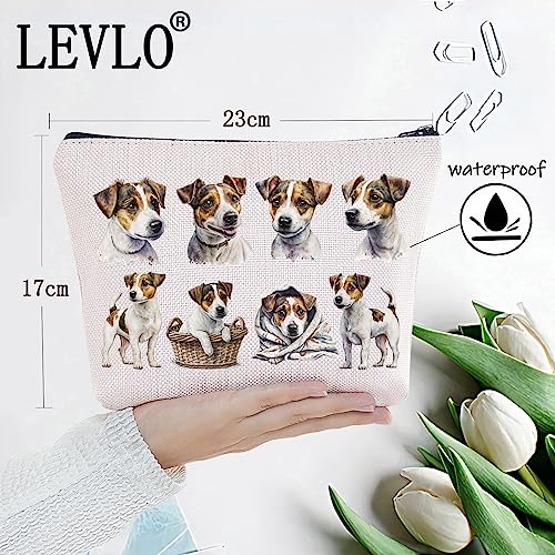 LEVLO Jack Russell Cosmetic Makeup Bag Jack Russell Lover GiftJack Russell Mom Travel Pouch Bag Jack Russell Merch (Jack Russell)
