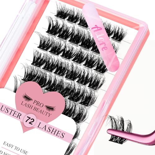 PRO LASHBEAUTY Cluster Lashes Lash Clusters Individual Lashes DIY Eyelash Extension C-8-16mix Thin Band Easy to Apply at home Lashes (Adore, C-8-16mix)
