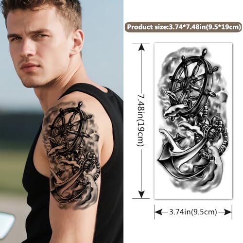 34 Sheets Half Arm Temporary Tattoos for Adults and Kids Waterproof Fake Tattoo for Men women Realistic Butterfly Rose Lion Tiger Wolf, Eagle Owl Forest - Long Lasting Tattoo Stickers for Halloween