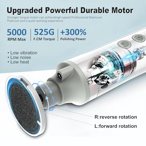 Electric Foot Callus Remover,Cordless Electric Foot File with LED Light,5000RPM-Faster Callus Remover for Feet,8-in-1 Foot Scrubber Perfect for Dead,Hard Cracked Dry Skin,Thick Toenail Ideal Gift
