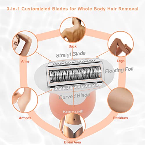 Women's Electric Shaver & Trimmer,Wet Dry Painless Razor for Legs,Bikini, Underarms, Hypoallergenic Foil Shaver with Bikini Trimmer,Cordless Waterproof for Shower Travel Gift,coral/bg7y