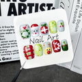 Handmade Christmas Press on Nails Thick Short Square False Nails with Xmas Reindeer Santa Claus Candy Cane Designs Muti-Layer Gel False Nails Full Cover Glitter Acrylic Nails for Women (Size S)