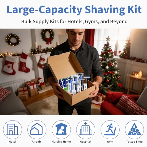 120 Pack Disposable Razors Bulk Shaving Cream for Men, Shaving Kit for Men, Homeless Supplies Bulk, Individually Wrapped Toiletries for Travel Home Hotel Camping Shelter Church Donation