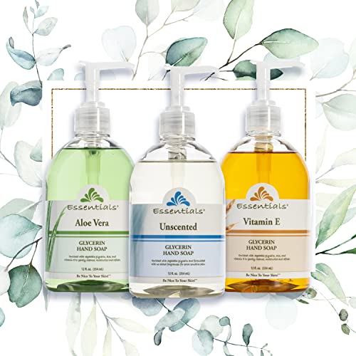 Essentials Glycerin Liquid Hand Soap, Unscented, 12-Fluid Ounce, Pack of 3
