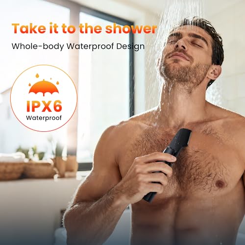 Manscape Body Hair Trimmer for Men, Waterproof Pubic, Groin & Ball Shaver, No-Nick Mens Electric Grooming Kit with LED Display, USB Rechargeable, Adjustable Guide Comb
