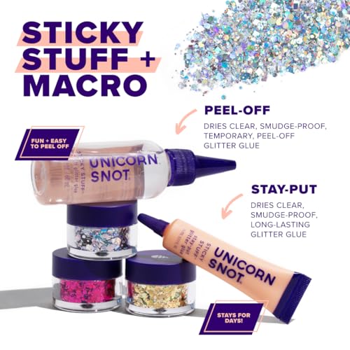 UNICORN SNOT Macro Face & Body Glitter | Cosmetic Grade Large-Particle Loose Glitter | Safe for Face, Easy Application & Removal - Silver (Lunar)