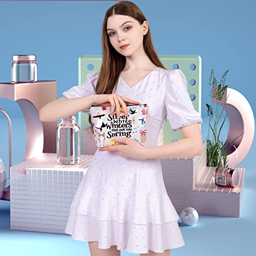 MEIKIUP The Sound of Inspired Music Gifts Musical Cosmetic Makeup Bag Musical Theatre Fans Gift Musical Makeup Zipper Pouch (Silver White Bag)