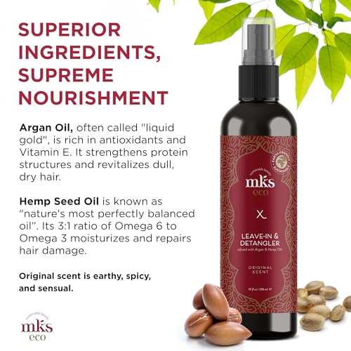 MKS eco X - Leave-In Treatment & Detangler - Moroccan Argan Oil, Hemp Seed Oil - Vegan & Cruelty Free