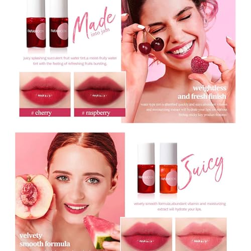 Dulele 4PCS Lip Tint Stain Set, Mini Moisturizing Water Lipstick, Vivid Color Korean Lip Gloss, Long-Lasting Non-Stick Cup Multi-Use Lip and Cheek Tint