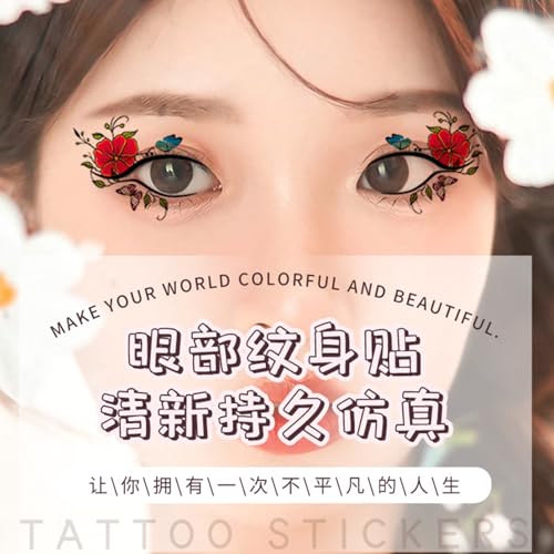 Eye shadow Tattoo Sticker, 60pcs Temporary Eye Tattoo Makeup Transfer Stickers Eyeliner Eyeshadow Sticker (Black)