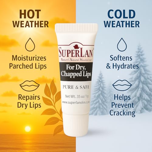 Organic Lanolin Lip Balm - Lip Repair for Hot/Dry Weather - Natural Lanolin Nipple Cream - Lip Moisturizer for cracked lips - Hydrating lip care - Ultra pure jojoba oil - Kosher chap stick (0.35 Oz)