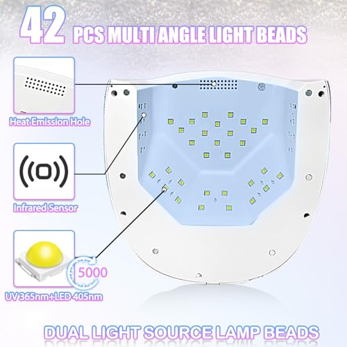 UV LED Nail Lamp,96W Rechargeable Cordless Nail Lamp Gel Polish UV Nail Lamp,Diamond Professional Curing Lamp with 4 Timer Setting,Handle,Big Display Auto Sensor for Salon & Home