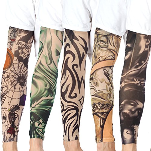 Akstore 20PCS Set Arts Fake Temporary Tattoo Arm Sunscreen Sleeves Designs Tiger, Crown Heart, Skull, Tribal and Etc