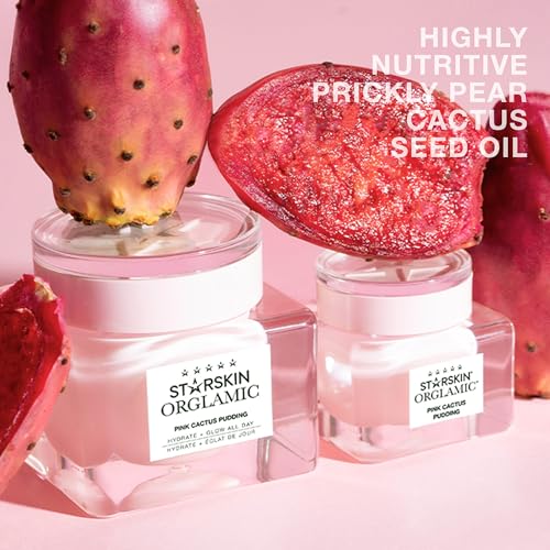 STARSKIN Orglamic Pink Cactus Pudding, Hydrating & Nourishing Cream for all Skin Types, 99.3% Natural with Prickly Pear Cactus Seed Oil & Hyaluronic Acid, Luxurious Glow Moisturizer, K-Beauty - 50ml