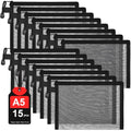 15-Piece Mesh Zipper Pouch Set, Nylon Mesh Makeup Bags, Portable Organizing Pouches for Travel (Black, 8.8x7 Inch)