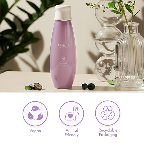 FRUDIA Blueberry Hydrating Face Toner (6.59 fl oz) - Moisturizing Korean Face Toner w/ 88% Blueberry Extract, Vegan Panthenol for Dry Skin | Vegan and Cruelty Free
