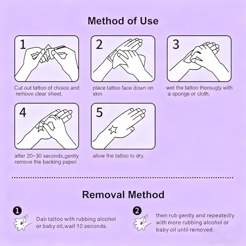 6 PCS Rumi Cosplay Temporary Tattoos Realistic Waterproof Purple tattoo Stickers for Cosplay Party Festival Photoshoot Halloween Makeup (Purple)