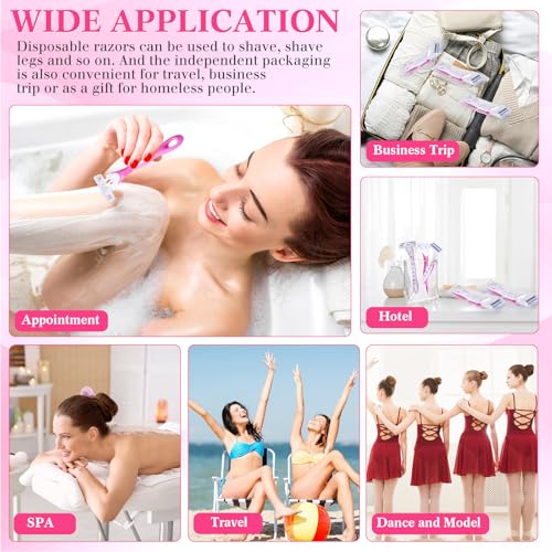 96 Count Women's Disposable Razors Blades Bulk 3 Blade Razors for Women Disposable Head Razor Sensitive Skin Razor Comfortable Shave for Bathing Hotel Travel