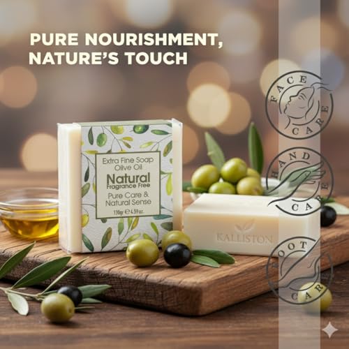 Kalliston, Charcoal, Turmeric, Aloe Vera and Natural Olive Oil Soap Collection, Natural Ingredients, Spa Soap Bars, Includes Bamboo Dish and Pumice Stone, Product of Greece, 4.5oz Each, Pack of 6