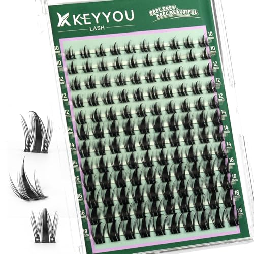 KEYYOU LASH Manga Lashes Clusters Fairy Cluster Eyelash Extensions Wispy False Eyelashes Natural Lash Clusters Individual Lashes Fake Eyelashes D Curl Extension with Spikes(F02,10-18mm)