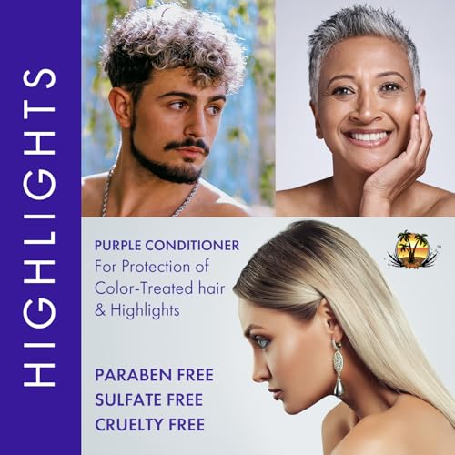Sunny Isle Purple Reconstructive Conditioner - For Blonde, Silver, Gray Hair, Paraben & Sulfate Free - 10.1oz