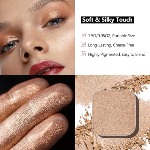 3-Color Single Eyeshadow Refill Set ? Ivory, Champagne & Cool Brown, Matte & Shimmer, Highly Pigmented & Long-Lasting, 1.02¡± (26mm) Square Metal Pans, No Case, Fits Magnetic Palettes