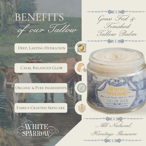Organic Grass Fed Tallow Balm - (Vanilla Cr?me) Organic Tallow from Grass Fed Cows & All Organic ingredients. For Face and Body. (2.0 oz)¡¦
