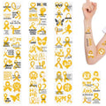 WANDIC 30 Sheets Childhood Cancer Awareness Temporary Tattoos, Gold Ribbon Awareness Tattoo Sticker Cancer Survivor Decals for Charity Decoration