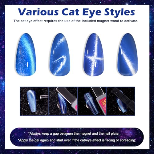 Cat Eye Gel Nail Polish Kit-12 Colors Holographic Glitter Cat Eye Gel Polish Set with Magnet Based Top Coat Romantic Galaxy Series Soak Off Uv Led Magnetic Nail Polish Nail Art Manicure DIY