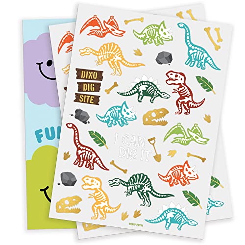 xo, Fetti Dinosaur Tattoos - 36 styles | Dino Fossil Birthday Party Supplies, T-Rex Party Favors, Stegosaurus Decorations, Easter Basket