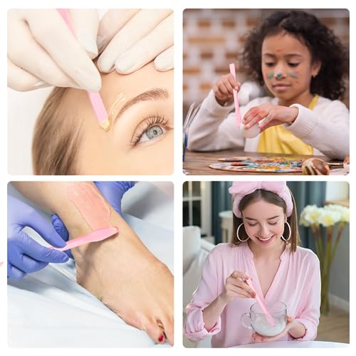 4 Pack Eyebrow Wax Sticks Non-Stick Wax Spatula Silicone Eyebrow Wax Stick Waxing Applicator Reusable Hard Wax Sticks For Home Salon Body Use Pink